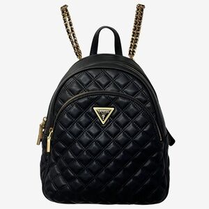 GUESS Quilted Mini Backpack Black | Gold Chain | Chic Everyday Bag